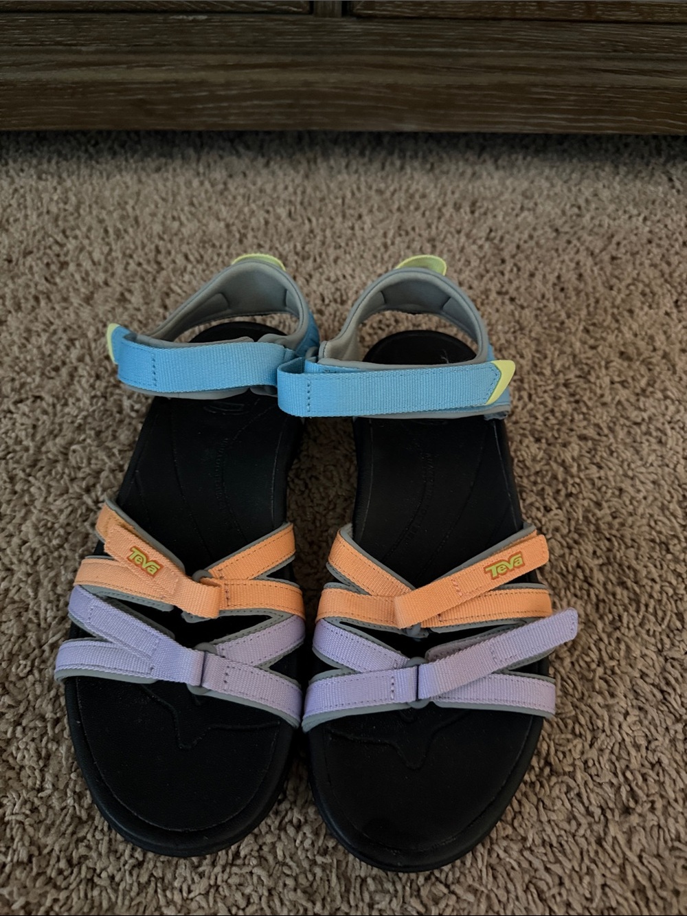 Teva Multicolor Strappy Sport Sandals Blue Lavender Peach Women’s Size 9 - Picture 2 of 3